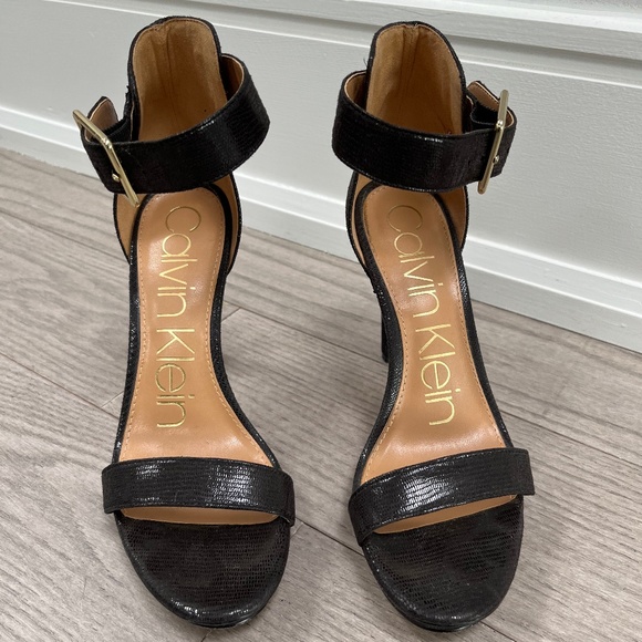 Calvin Klein Black Strap Heels - Picture 1 of 4